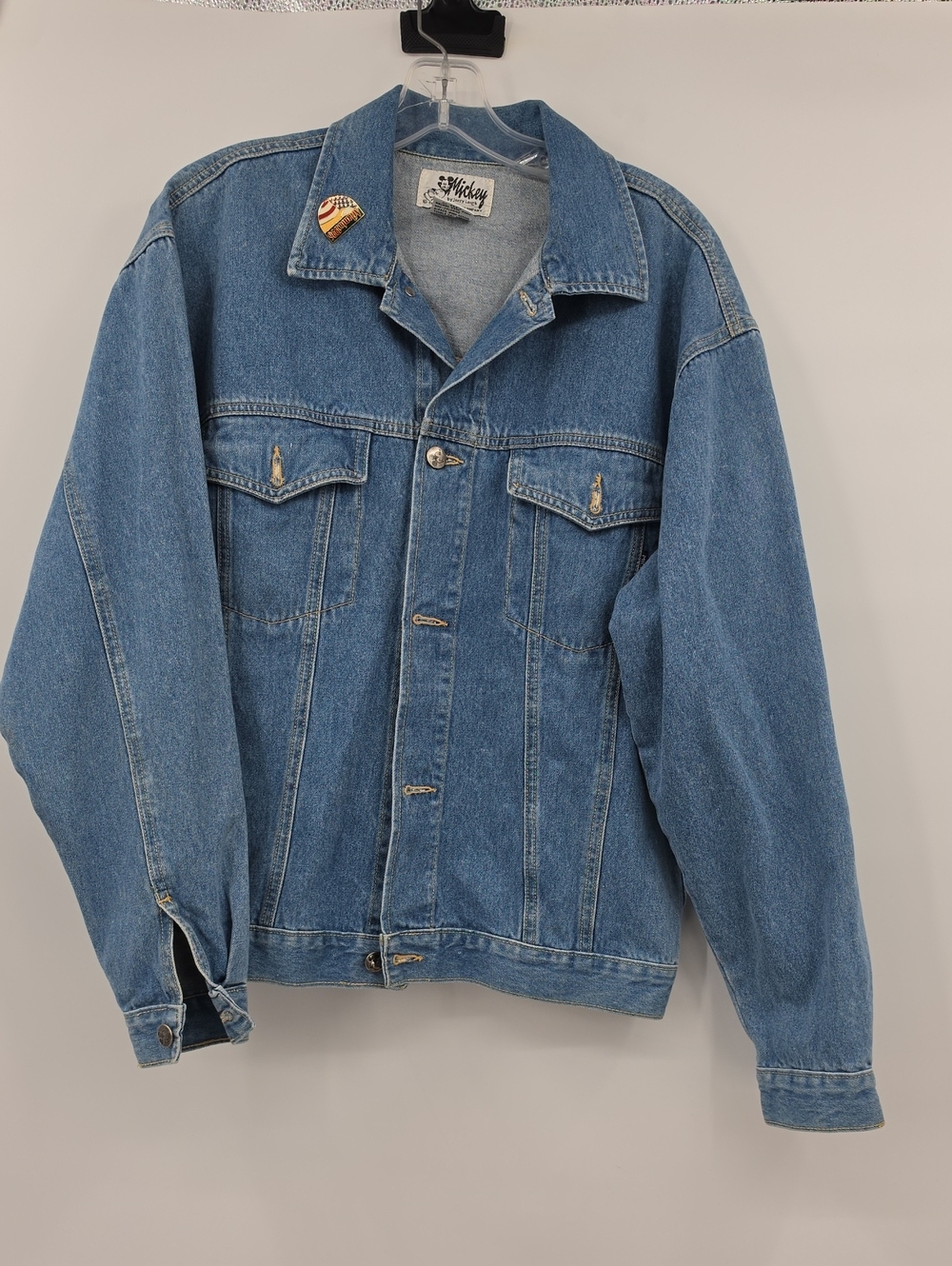 Vtg 90s Disney Store Denim Jean Jacket Mickey Minnie Goofy Pluto Womens M
